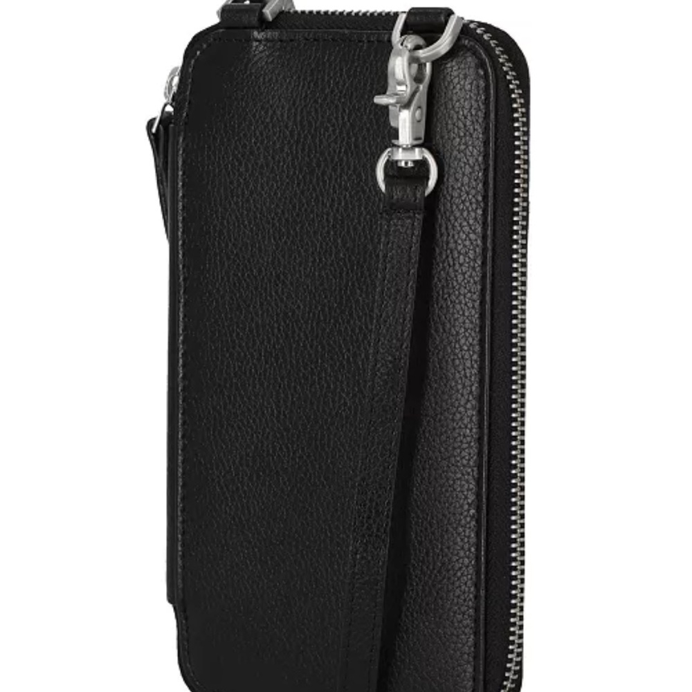 Timberland RFID Black Leather Phone Crossbody Wallet Bag NWT.
